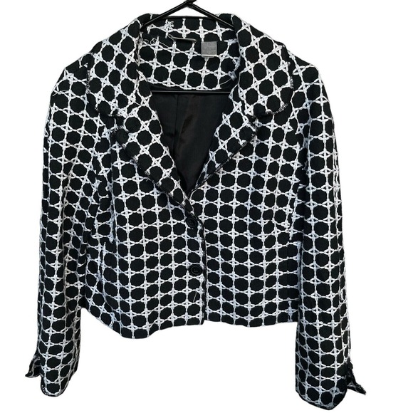 Speigel Blazer Womens Size 12 Black White Lined Career Jacket Button Up - Picture 1 of 9